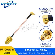 RG316 SMA MMCX 케이블 RP 암 너트 잭 수 플러그 직선 및 직각 WiFI 안테나 RF 동축 확장 점퍼, SMA-KY TO MMCX-JW