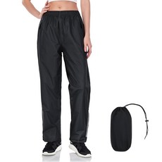 JAEZZIY 여성용 레인 팬츠 오버 방수 경량 패커블 방풍 하이킹 야외 낚시용 블랙. XL 121189