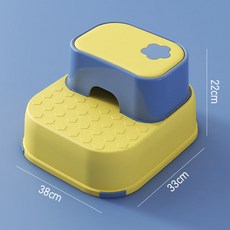 兒童墊腳凳 腳踏凳 踩腳凳 防滑安全加寬設計, 雙層【黃藍】送防滑墊-自由拆卸