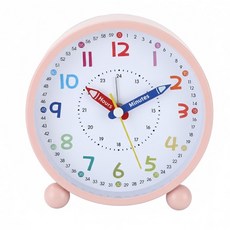 주니로와 비비드 무소음 탁상시계 레트로 알람시계, 핑크