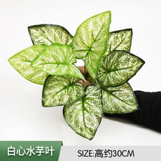 【Sunday】仿真植物牆配草 尤加利 波斯草 仿真蕨類綠植 仿真綠植 盆栽把束 假花草插件 插花配葉 商場綠化景觀草, 9頭白心水芋葉, 1個