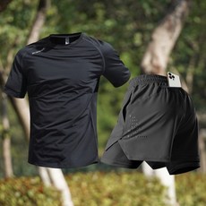 男士運動套裝 夏季速乾短袖T恤馬拉松短褲訓練服