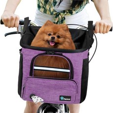 펫아미 4-in-1 반려견 자전거 바구니 핸들바용 통풍 메쉬 카시트 겸용 백팩 이동장 18lbs (Color-Purple)