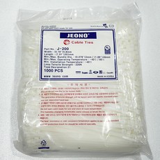 전오전기 케이블타이 200mm 흑색 백색 J-200 1봉 1000EA, 1개, 케이블타이200mm 백색 (1000개입)
