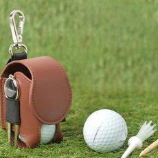 골프공 허리 벨트 볼 골프 파우치 착용 착용 소품 가죽 라운딩 케이스 수납 티, 1개, 브라운