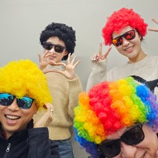 네컷 인생사진 레드 폭탄 가발 뽀글머리, 없음, 없음