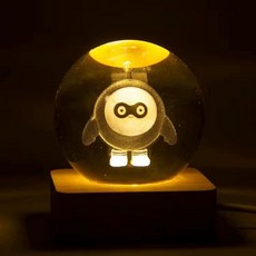 베이스 바다유리 수정 크리스탈볼 무드등 유리구슬 각인, 각인+달걀 인형