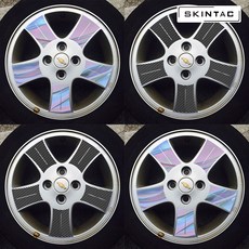 쉐보레 스파크 15인치(구형) 휠 스티커 홀로그램 카본블랙 / 1세트, 카본, 1개