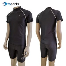 TS스포츠 남성용 반팔 래쉬가드+4부 바지 수영복 세트 TSAM-CP 23041+1931