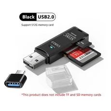 USB 3.0 고속 2 in 1 SD/TF 카드 리더 컴퓨터/PC/노트북/태블릿/카메라/차량용 오디오용 메모리 어댑터, 02 2Pcs USB2.0