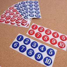 더블유몰 원형 숫자 넘버링 스티커 에폭시 번호판 에폭시번호판, 빨강