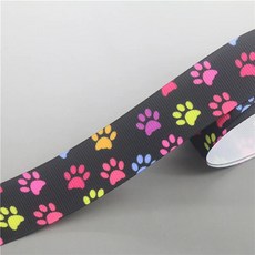 DHK 7/8 ''5 야드 고양이 개 발 인쇄 Grosgrain 리본 액세서리 재료 모자를 쓰고 있죠 장식 DIY 봉제 공예 E2035, 16316, 22mm, 1개