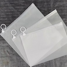 투명 메쉬 지퍼 파우치 서류 보관 문서 정리 고리형 지퍼백 사무실 학교 필기구, 1개, 1매입