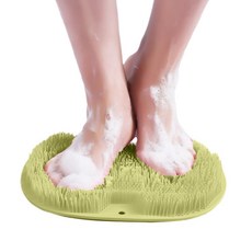 샤워 풋 스크러버 매트 업그레이드된 백 클리닝 패드 워셔 각질 제거 목욕 워시 패드 미끄럼 방지용 벽걸이 흡입 컵 클리너 (오렌지), Green