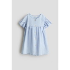 H&M 브랜드관 리넨 드레스 라이트 블루 1317853002