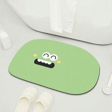 디아쿠아 몬스터 빨아쓰는 욕실 주방 논슬립 소프트 규조토 발매트, 스마일그린