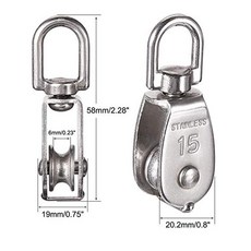 304不銹鋼單雙滑輪魚網滑輪船用牽引滑輪M15不銹鋼滑輪船用固定滑輪屋頂牽引滑輪單滑輪雙滑輪起重滑輪, 1個, M15單輪, 1