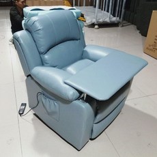 리클라이너 쇼파 전동 소파 1인용 체어 속눈썹 안락의자, 수동 160도 + 여성 발판, 헤이즈 블루 두꺼운 내마모성 통기성