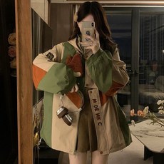 學院風連帽衝鋒衣外套女春秋 戶外登山露營工裝風衣
