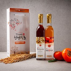감익는마을 천연식초 선물세트 감식초 발아현미식초 500ml x2, 선물 감식초와발아현미식초 각1병