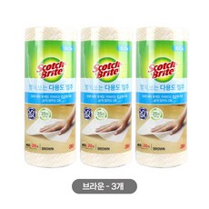 3M 스카치브라이트 빨아쓰는 다용도 행주 브라운(40+20매) 3개, 1개, 180매입