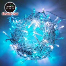 摩達客 浪漫療癒100燈LED高亮度透明線聖誕燈樹燈串-奇幻藍白光(USB充電接頭 控制器), 1個