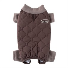 Grooming Dog 狗狗胸背帶孔奶油色絎縫連身鋪棉外套, 摩卡, 1個