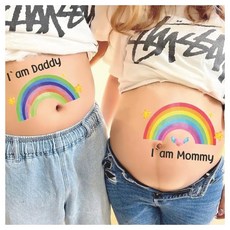 임신 사진 스티커 부부 아빠 남편 세트 가족 행복의 무지개 바디 페인트 타투 스티커 아기 남자 아이 여자 아이 O1 심플 귀엽고 세련된 선물 출산 축하 마타니티 스티커 임산부 배