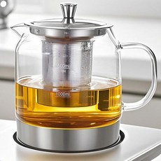 마린글라스 베이직 글라스 팟 인덕션용 주전자 1.5L 스텐 유리 핸들 차망 티포트 약탕기, 1개