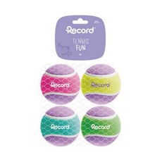 【Record】耐咬網球玩具 寵物玩具 狗狗玩具 耐咬球玩具 3種尺寸, 1個, 6.5cm(4入組)