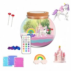 臺灣熱銷 兒童益智DIY聖誕過年小禮物 恐龍造景小夜燈 氛圍燈, DIY造景小夜燈（獨角獸款）, 1個