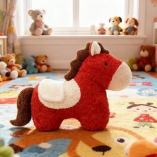 상류 지역 새해 아이디어 말 봉제인형 붉은 말 인형 동물, 1개, 붉은색, 55cm
