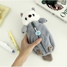 말랑젤리 모범생 비버 필통 펜케이스, 그레이, 1개