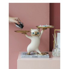 TGPP 服務貓咪收納盒 裝飾小物 室內裝飾用品 託盤, 灰色