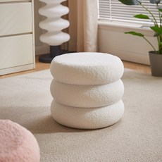 에코소라노 3단 스툴 화장대 의자 양털 보조 사이드 스툴, 화이트