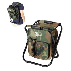 LEADALLWAY 쿨러 백 접이식 스툴이 있는 백팩 낚시 의자 남성 야외 캠핑 페인트 바베큐 해변 피크닉 하이킹 콘서트를 위한 사냥 선물 (카모플라주 의자)