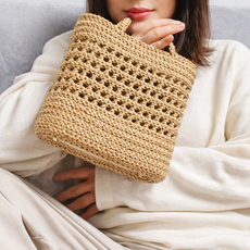 다야핸드[diy패키지]코바늘 데일리네트백 만들기(실+인조가죽바닥+동영상제공), 블랙, 1개