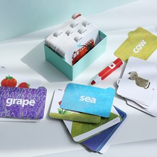 [탁조마켓] 낱말카드 아기 유아 우뇌개발용 플래시카드 세이펜호환 한글 영어 100단어 0~3세, 1개