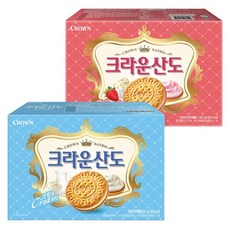 크라운제과 크라운산도 크림 딸기 323g 4개