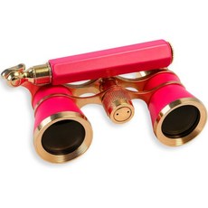 HQRP 3 x 25 오페라 글래스 극장용 쌍안경 로즈/핑크펄과 금색 트림 크리스탈 선명한 광학(CCO) 내장 확장 가능한 손잡이 성인 어린이 여성용 뮤지컬 콘서트 스포츠, 금색이 있는 분홍색