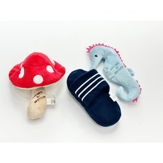 멜로위드 바스락 강아지 장난감 3종 세트 (버섯 해마 슬리퍼)