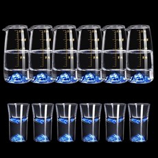 【開發票/統編】茶道 分酒器 白酒杯套裝 玻璃酒具 酒壺 子彈杯 小酒杯 酒盅 商用 輕奢 創意 家用 精緻禮盒, 1個, 藍山分酒器6只+藍山杯6只