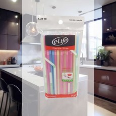 빨대 대형 50p 주름 자바라 스트로우 빨때 아이스 곡선형