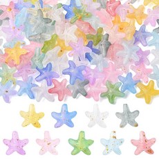 ECLATIS MakemadeDIY DIY 하이퀄리티 주얼리용 아크릴 야광 별 비즈 200개 어둠 속에서 벌크 혼합 색상 귀여운 스페이서 비즈 디자인 팔찌 목걸이 귀걸이 제, Starfihsh- 100개