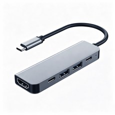 USB-C 멀티허브 HDMI 4K PD100W USB3.0 맥북 노트북 덱스 지원, 1개, 메탈실버 1개, 메탈실버