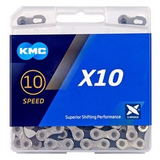 KMC X10 自行車鏈條, 1個, 銀色 + 黑色