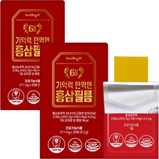 [런칭특가] 기억력 면역 엔 홍삼 필름 6년근 홍삼농축액 진세노사이드 4.2mg 피로 혈행 개선에 도움, 2개, 20회분