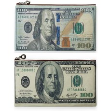 FM FM42 $100 te 2PCS 작은 캔버스 가방 안감 갈색 지퍼 20cm*11.cm7.87*4.2 보관 파우치 100달러 지폐 인쇄