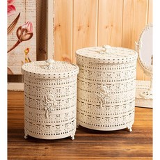 허니상점 황실 원형 휴지통 고급스러운 엔틱 앤틱 미니 화장솜 쓰레기통 / 2size, 대, 1개