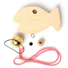 시니어 실생활미술 물고기그림 원목도어벨 색칠키트/ 어린이체험행사 캠핑장이벤트용 만들기수업, 2개, 나무색